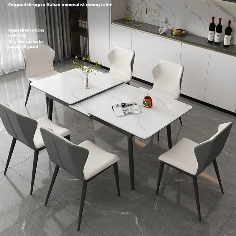 //Modern Wabi Sabi Style Retractable Foldable Slate Dining Table Home Small Apartment Multi Functional Adjustable Dining Table