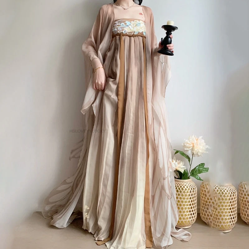 ชุดคอสเพลย์ผู้หญิงสไตล์จีน ชุดแต่งกายราชวงศ์ถัง เสื้อคลุมแขนใหญ่สไตล์วินเทจ ชุดคอสเพลย์นางฟ้าฮันฟู ชุดฮันฟูสำหรับเต้นรำพื้นบ้าน