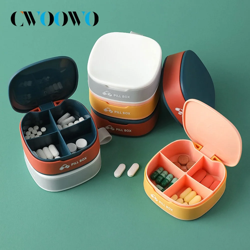 1Pcs Travel Pill Organizer 4 Compartments Portable Pill Case Vitamins Daily Pill Box Medicine Organizer for Pocket Purse