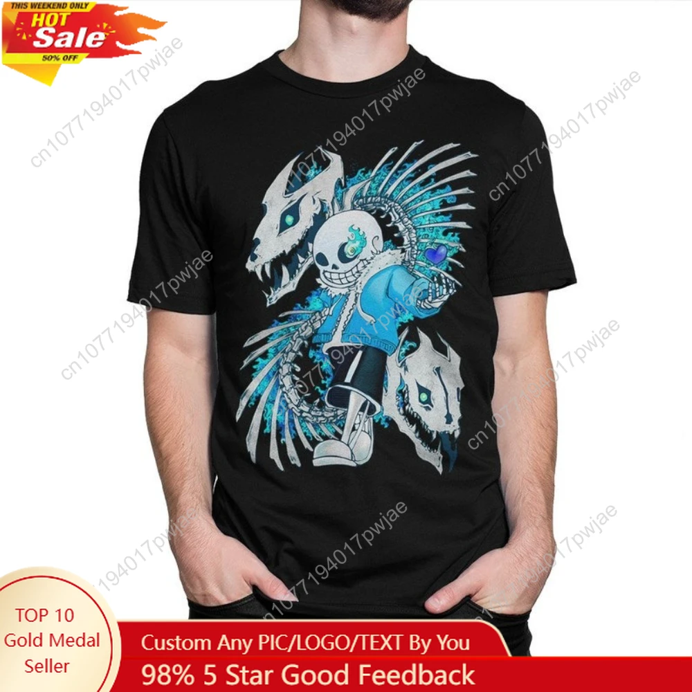 

Undertale Sans Gaster Blasters готическая футболка для женщин и мужчин с круглым вырезом модные повседневные хлопковые футболки с рисунком уличная одежда с короткими рукавами