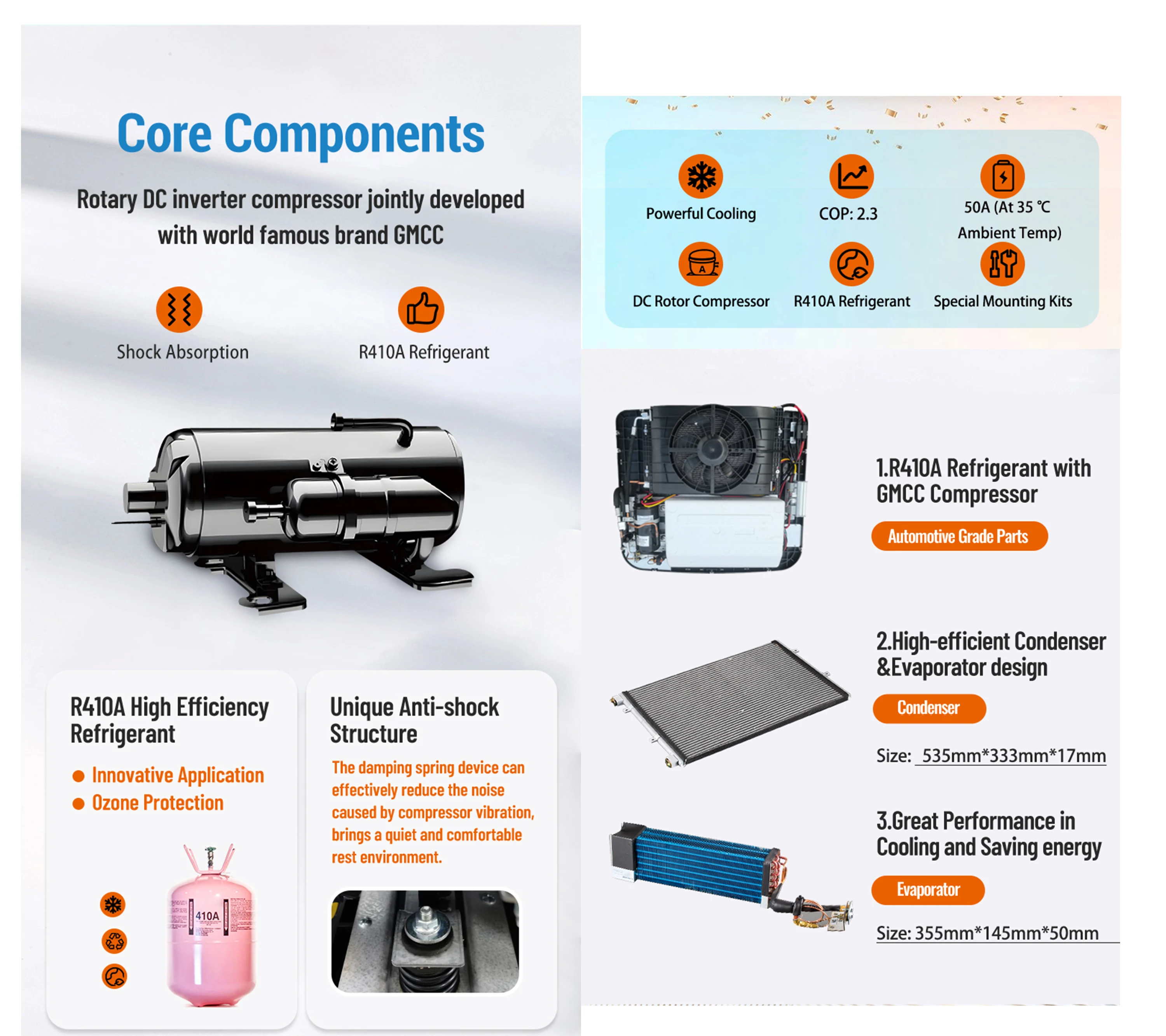 تيار مستمر 12 فولت مكيف الهواء على السطح وحدات التيار المتناوب على السطح وقوف السيارات برودة Rv قافلة تخييم متنقل