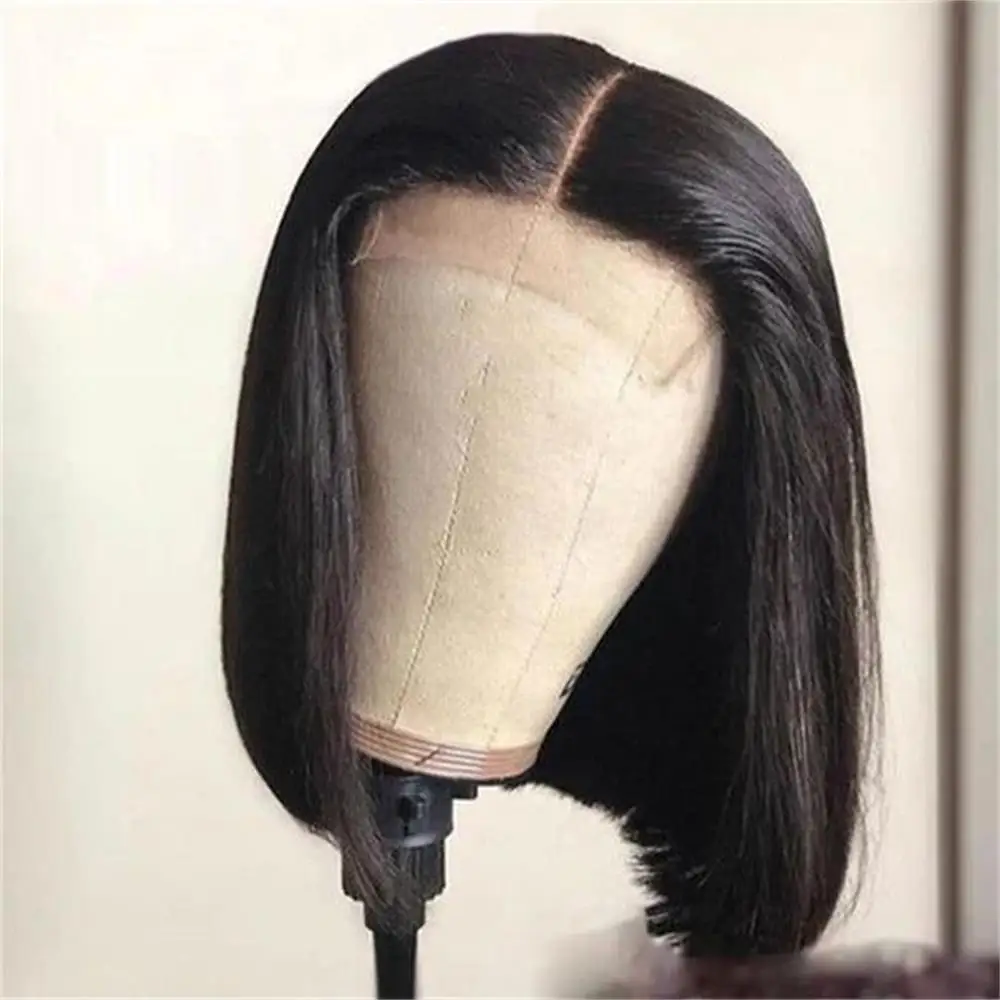 

Brazilian 8Inch Cheap Straight Short Bob 4x4 Lace Closure Wig Transparent Lace Human Hair Wig for Women Pre Plucked Natural Hair