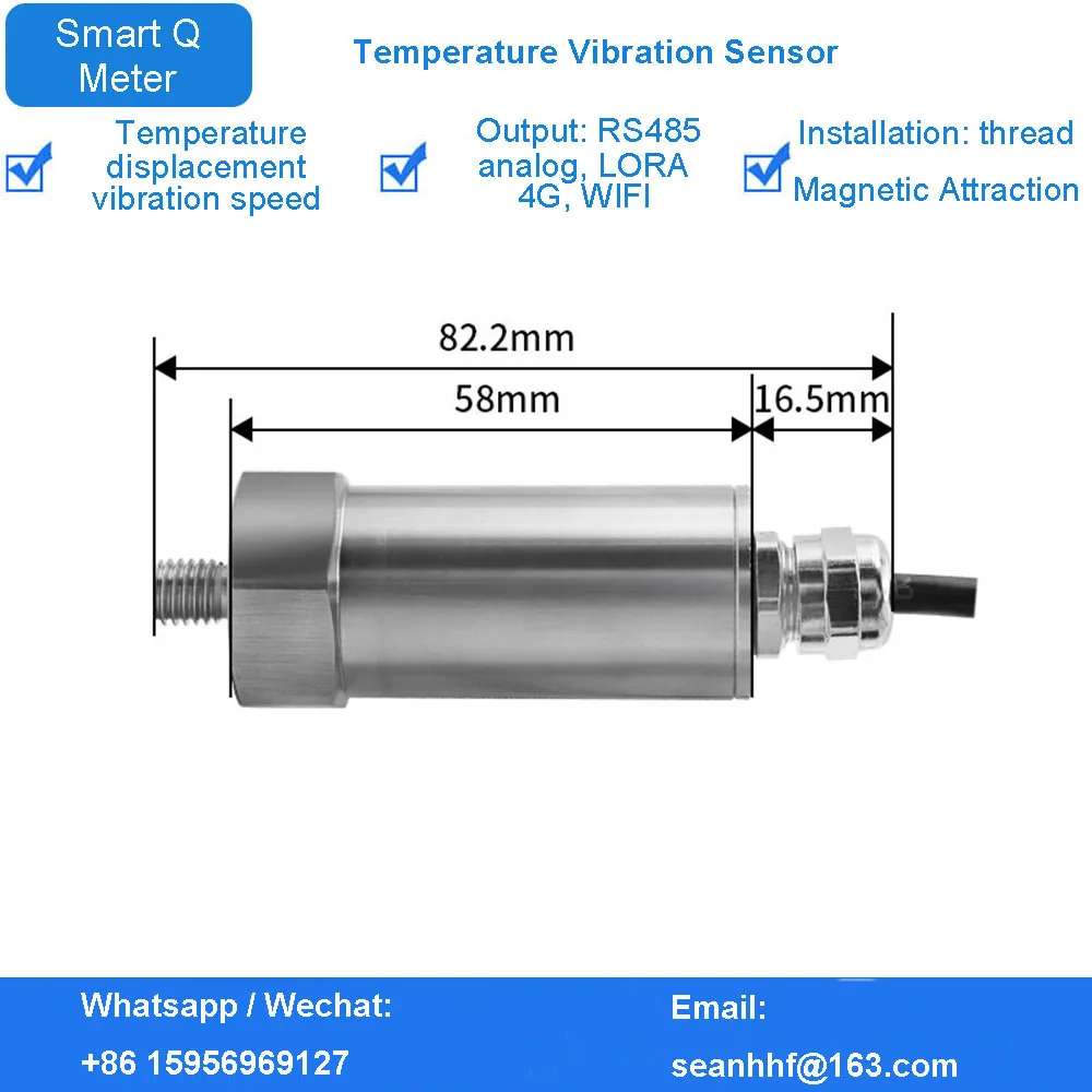 Monitoring of displacement vibration speed of high precision temperature vibration sensor of fan pump motor