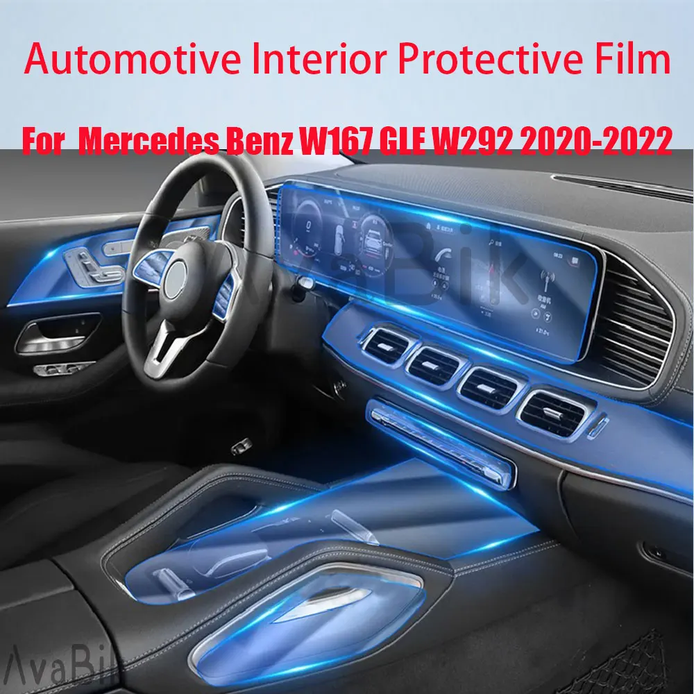 

Pre-cutting Car Interior Protective Film For Mercedes Benz W167 GLE W292 2020-2022 Center Console Transparent TPU Anti-scratch