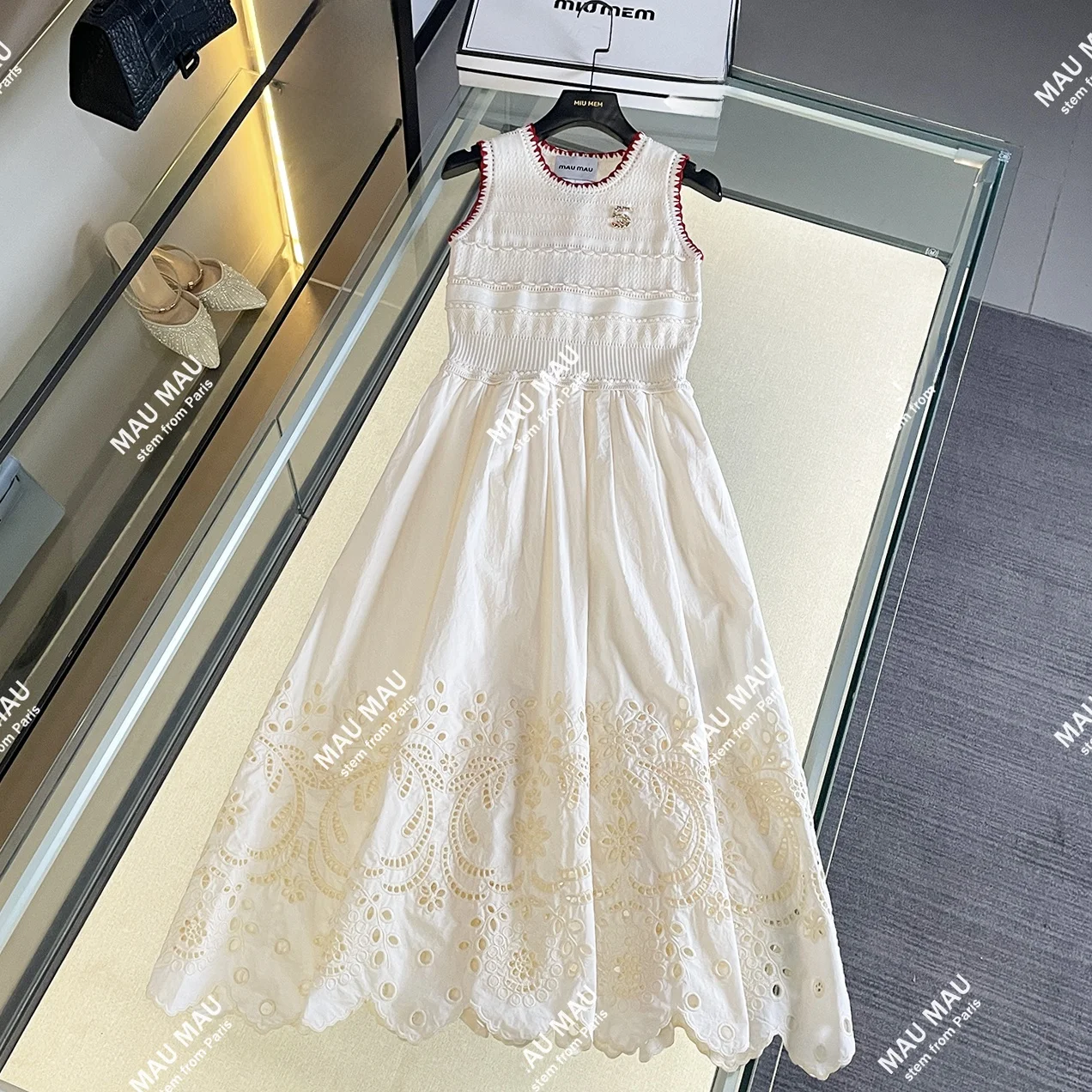 

High Waist A-Line Dr Ele Knitted Long Vintage Sle Color Blo Women's Faion Summer Dr Ci Walk round Ne