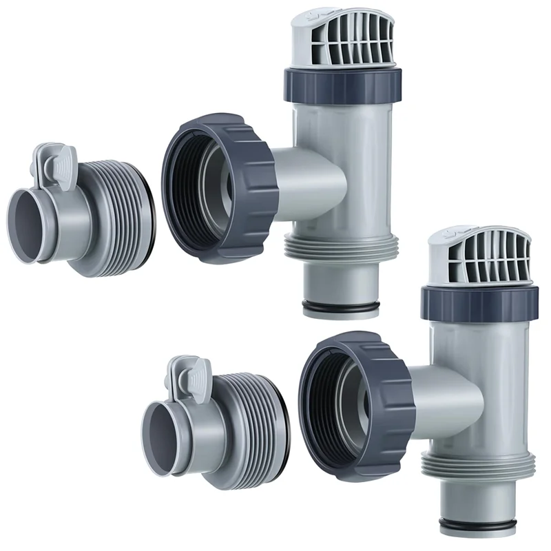 HHTL 2 Pcs Pool Plunger Valve And 1.25 Inch To 1.5 Inch Type B Hose Adapter Compatible For  Pool Replacement Parts