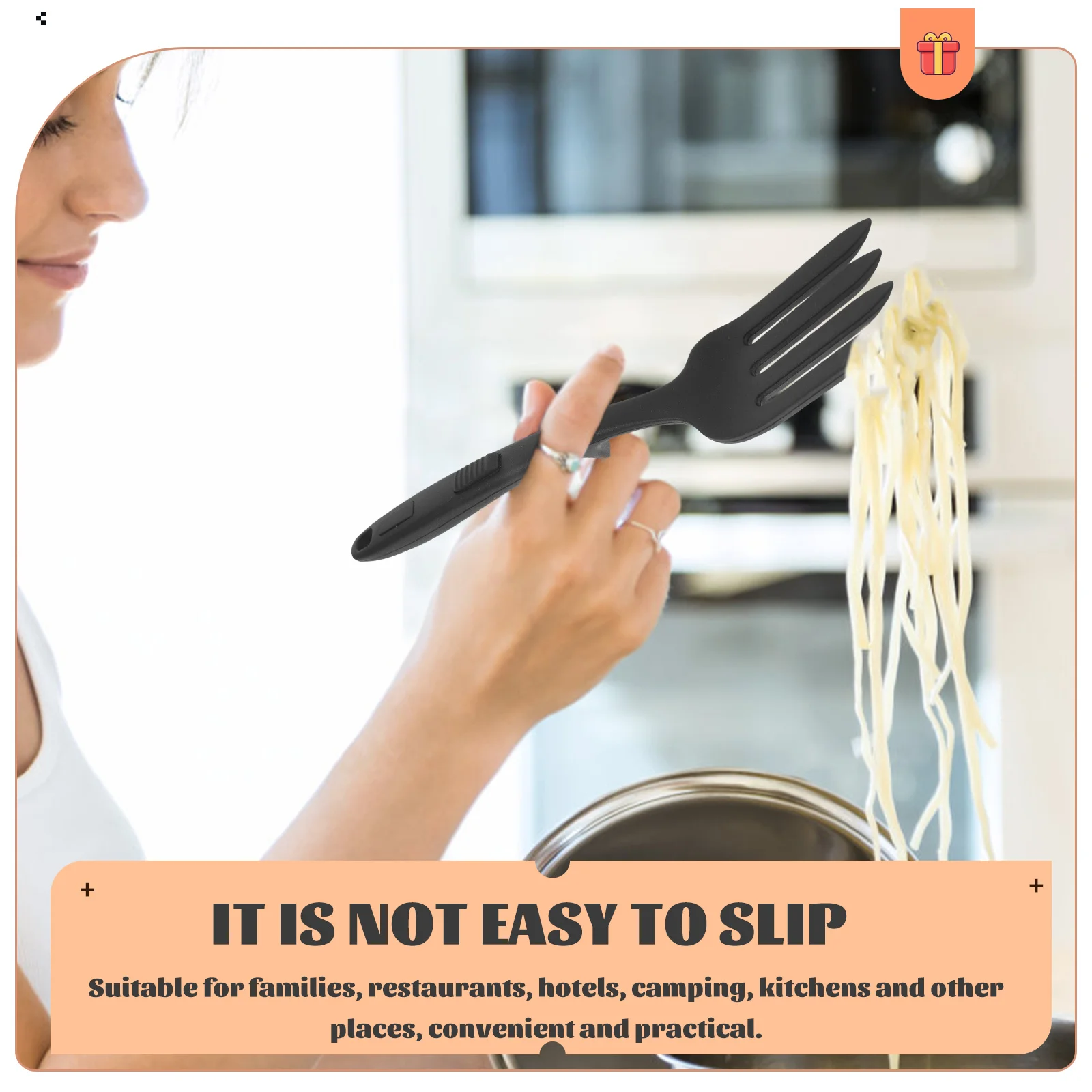 

Ergonomic Silicone Cooking Noodle Pasta Server Fork Large Food Fork Salad Mixing Kitchen Gadget Home Restaurant Camp Use