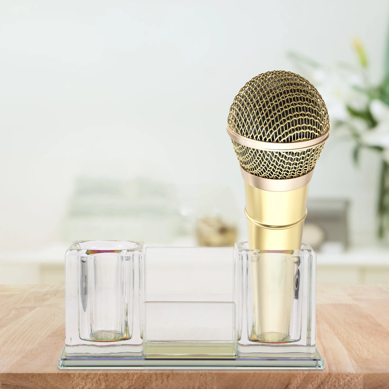 

Crystal Microphone slot St Desktop Acrylic Holder Purple Mic St For Desktop Wireless Tabletop Singing Stable MicBracket