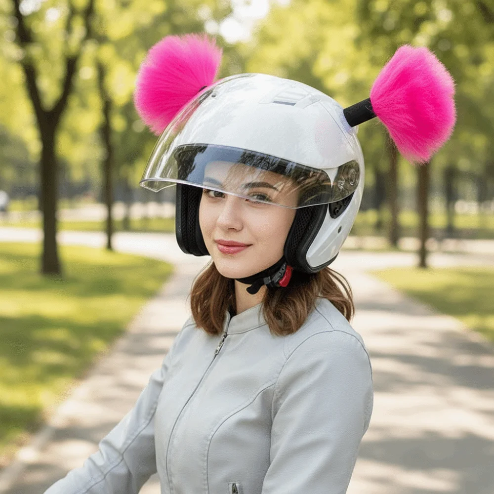 2Pcs/Set Self-adhesive Motorcycle Helmet Braids Creative Removable Motorcycle Helmet Bun Head 3D Cute