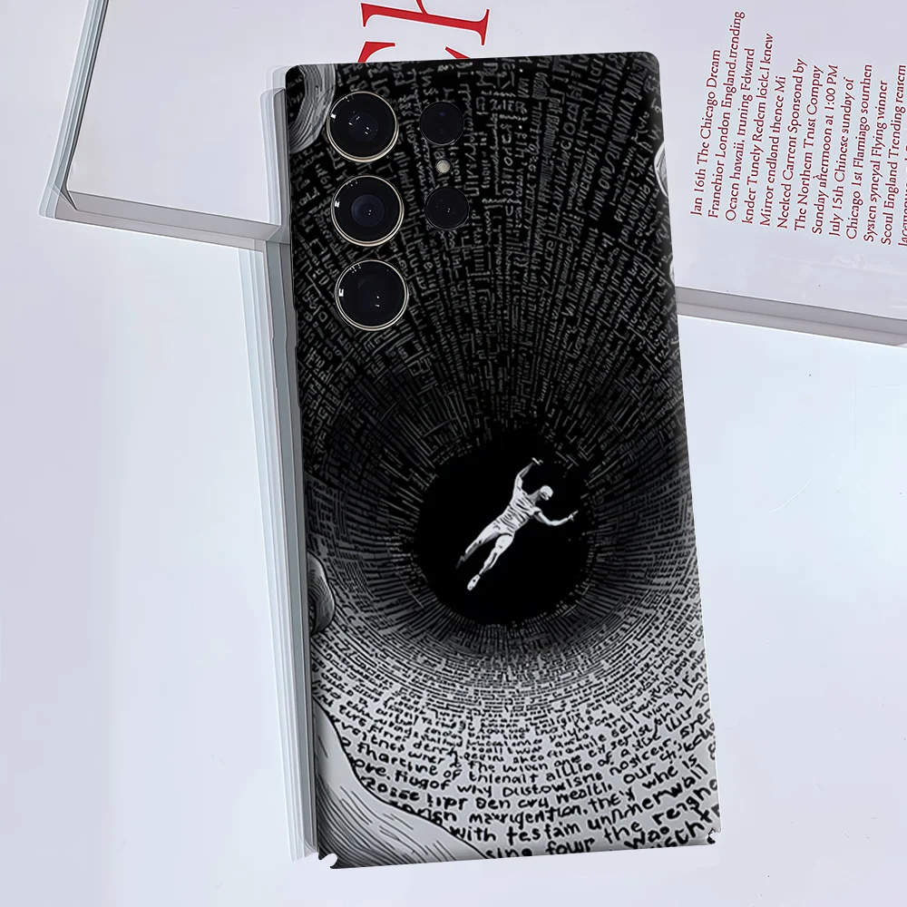 Falling Man Text Tunnel Luxury Fashion Full Lens Protective Case for Samsung Galaxy S26 S25 S24 A56 A36 Plus Ultra
