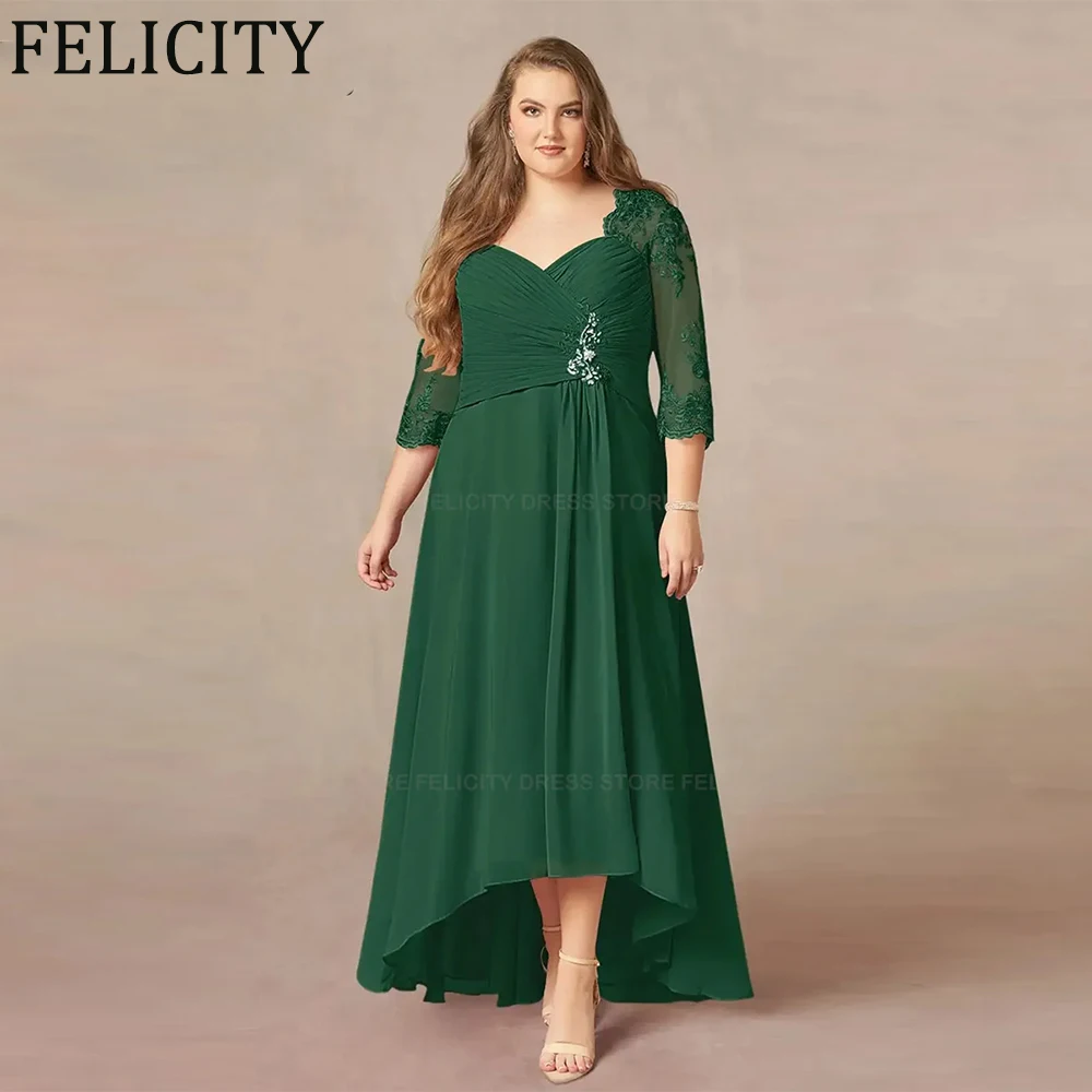 

FELICITY Asymmetrical Customized Plus Size Mother of the Bride Dress 2025 A-Line Wedding Guest Party Dress Lace PleatS Applique