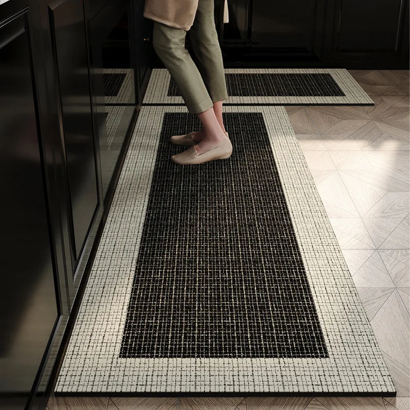 VIKAMA Ancient Style Diatomite Rug  for Kitchen Water and Oil Absorption Slip Resistant for Dining Room Foot Mat for Home Decor
