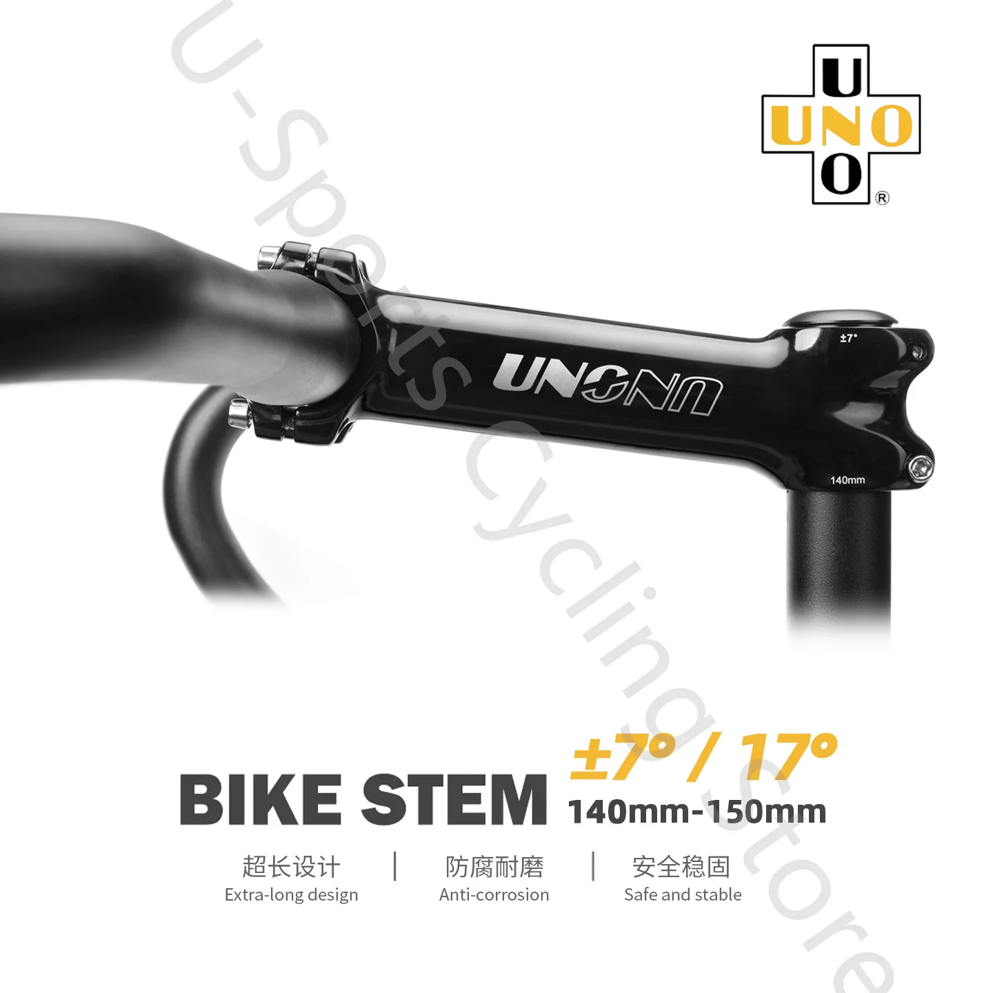 2026 New UNO Mtb Bike Stem 7/17 Degree Long Stem 140/150mm Takeaway 31.8mm Bicycle Handlebar Stem Riser Steering Wheel Mtb Power view 6