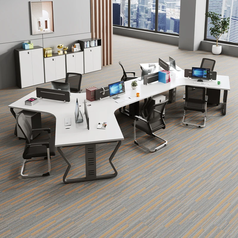 Office staff 6 people, 8 computer booths, creative desk and chair combinations, simple and modern