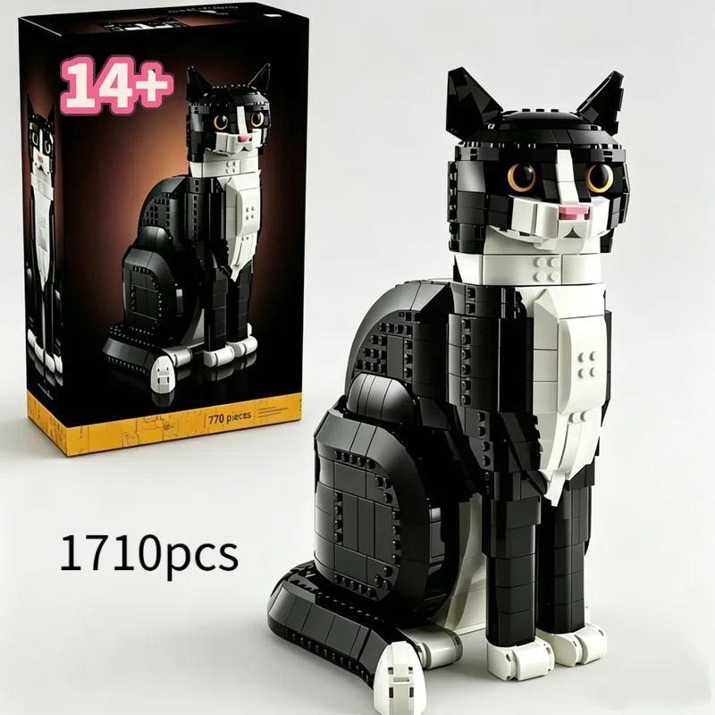 

2026 New 1710pcs Cat Animal Model Assemble 21349 Cute Cartoon Building Block Puzzle Model Toys For Birthday Festival Gifts