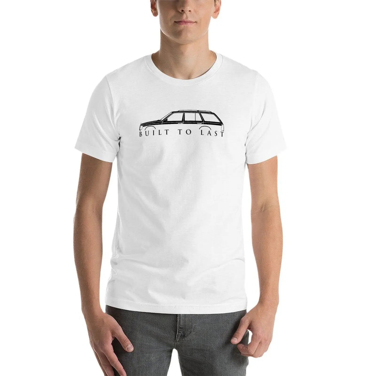 BUILT TO LAST- W124 station wagon car silhouette T-Shirt Casual Graphic Print Tee view 3