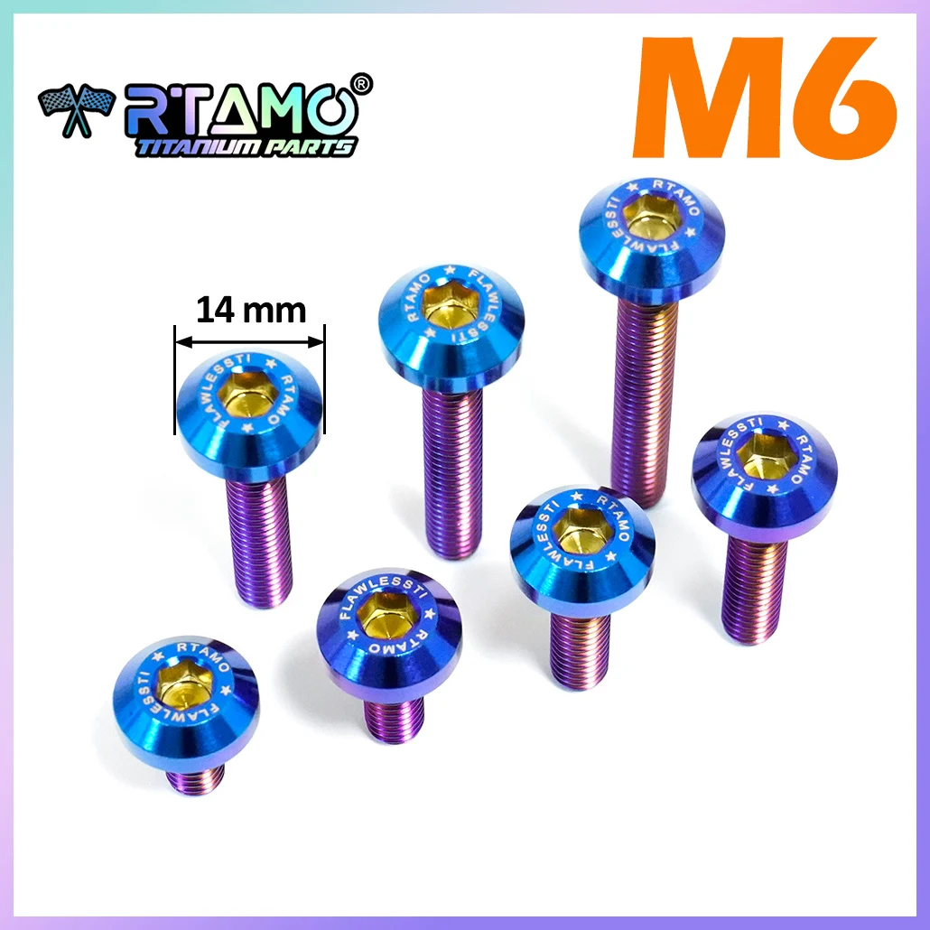 RTAMO Titanium Bolts M6X12/15/20/25/30/35/40mm Umbrella Hex Socket Head Screw for MTB Road Bike Motorcycle Modification