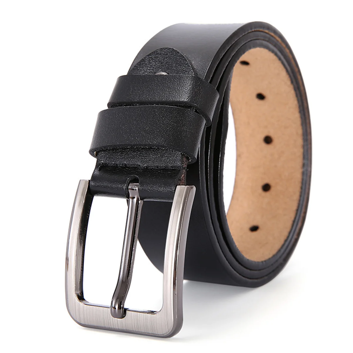 Large buckle alloy needle buckle belt, men's pure cowhide retro denim belt, extended oversized belt