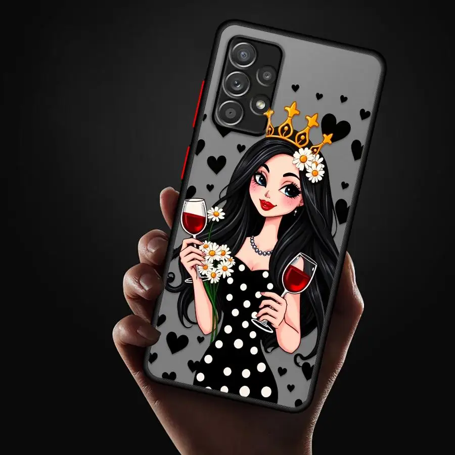Cartoon Urban Woman Custodia posteriore per telefono per Samsung Galaxy A12 A50 A70 A06 A30 A14 A05 Nota 20 Ultra 10+ 9 8 A15 A16 A13