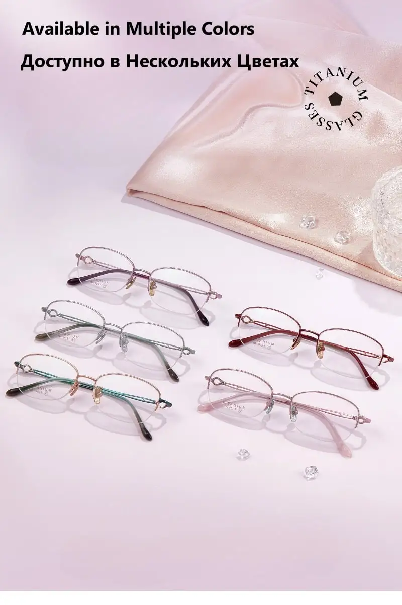 Damen Titan-Brillen Elegantes Leichtes Reintitan Modisches Design Optische Gläser Ultraleichte Luxus-Brillengestelle für Frauen – Detail 7