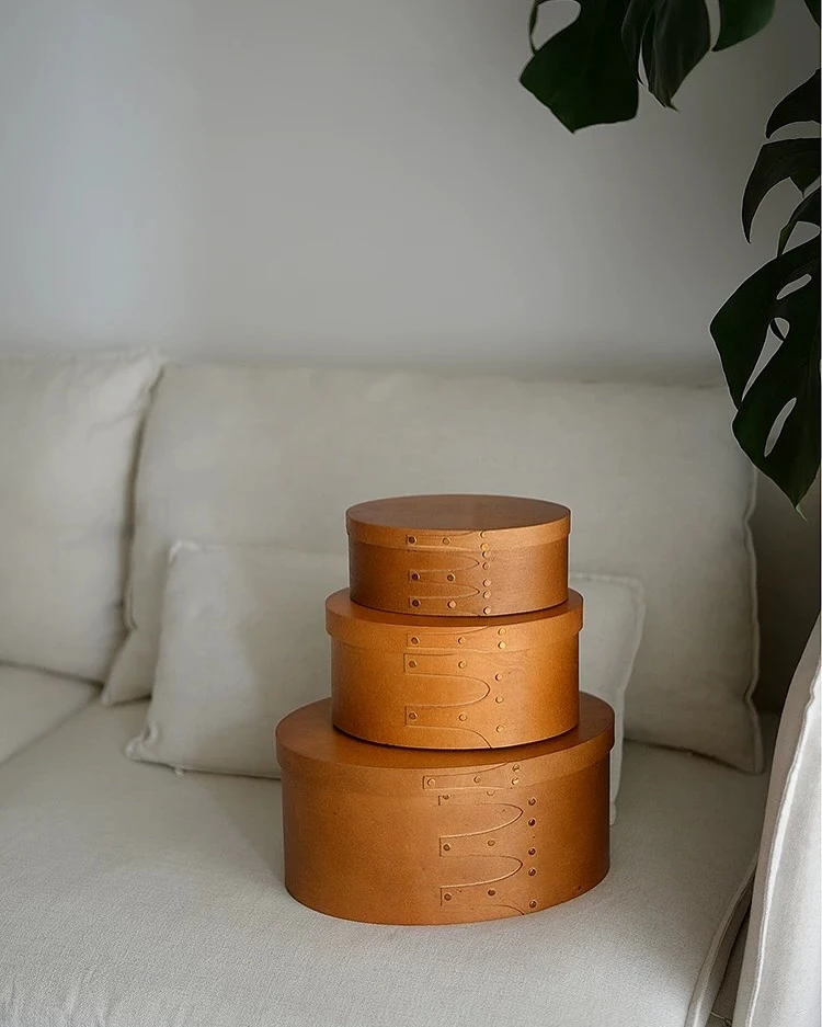 

Retro Japanese Handmade Wooden Storage Box Artistic Bark Basket Simple Elliptical ape Small Organizer for Closet