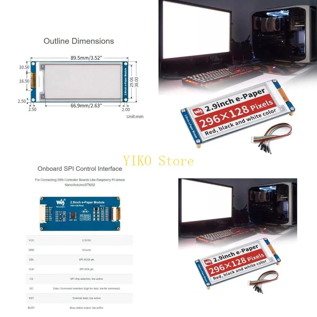

K32C Full E-Ink Screen 296x128 Pixels forRaspberryPi 4B/3B+/3B/2B/ZeroW