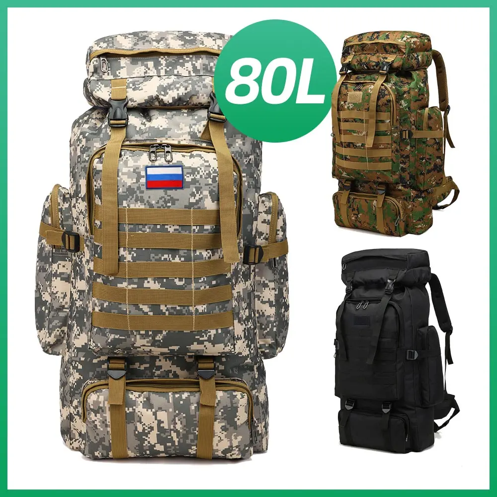 Hiking Backpack 80L 5 Day Assault Survival Molle Pack Waterproof Bug Out Bag Fishing Hunting Backpack Tactical Rucksack