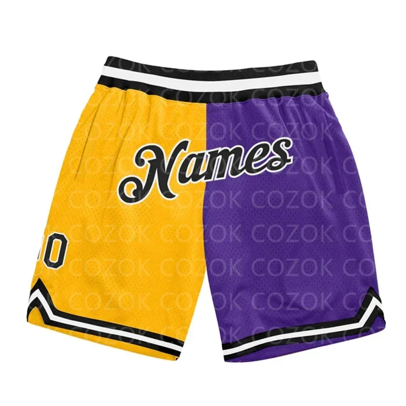 

Custom Yellow Purple Authentic Basketball Shorts 3D Printed Men Shorts Your Name Mumber Quick Drying Beach Shorts