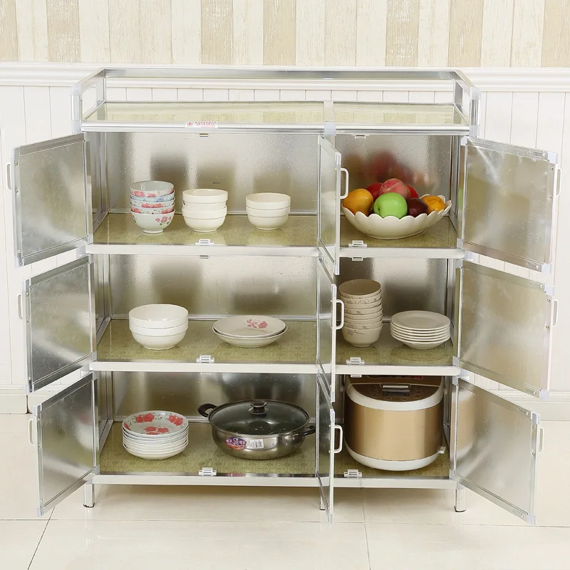 Side cabinet, cupboard, household kitchen storage locker, multi-functional simple modern aluminum alloy tea cabinet, stove cabin
