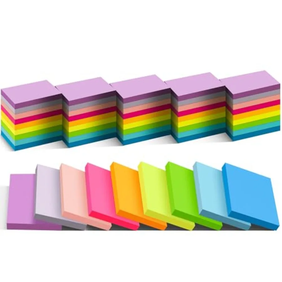 

54 Pads Mini Sticky Notes 1.5x2 in, 9 Colors Strong Adhesive Post, Suitable for School, Home, Office, Clean Removal