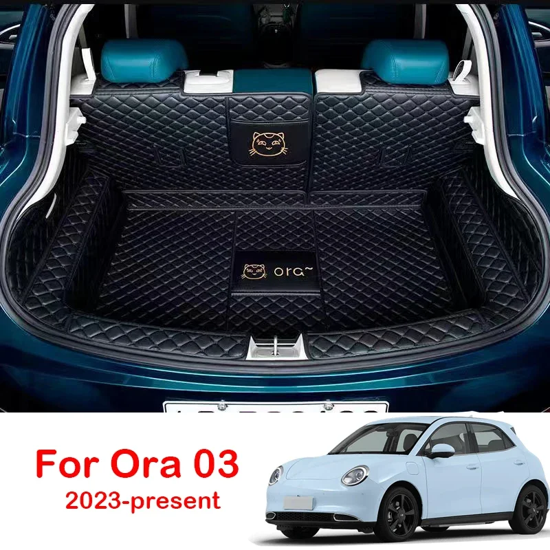 Full Coverage Leather Trunk Mat For GWM ORA 03 Funky Cat Good Cat 2023 2024 Rear Backrest Mats Boot Liner Tray Waterproof Carpet