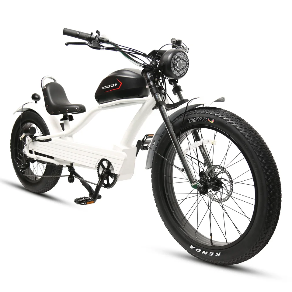 500W Electric Cycle 48V 7 Speed Beach Cruiser Chopper E Bike with 26 Inch Fat Tire 7 Speed Electric Motorcycle