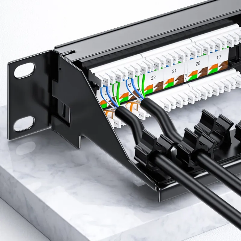 Industrial Grade 19 Inch Type Networking Cabling 24 Port 1U Cat6 Patch Panel