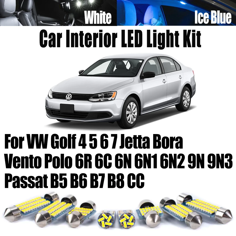 Canbus LED Interior Reading Light Kit For VW Golf 4 5 6 7 Jetta Bora Vento Polo 6R 6C 6N 6N1 6N2 9N 9N3 Passat B5 B6 B7 B8 CC