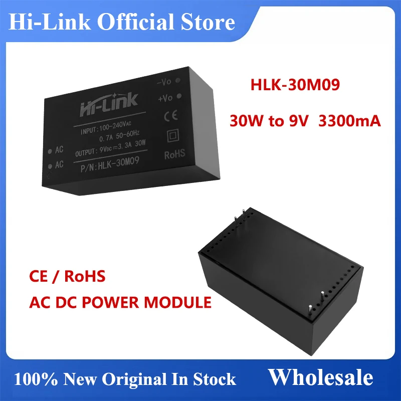 Free Shipping 2pcs/lot HLK-30M09 Hi-Link AC DC Intelligent Module 30W 9V 3.3A Isolated Power Supply Smart Home High Efficiency