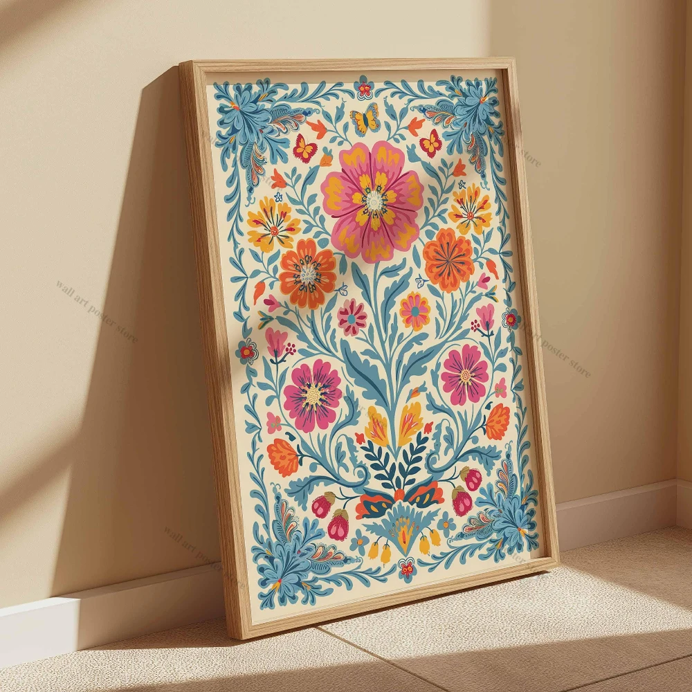 خمر المكسيكي المشارك غرفة ديكور جدار الفن التقليدي اللاتينية ديكور الأزهار طباعة النباتية جدار الفن الاستوائية طباعة الفن اللاتينية هدية #4