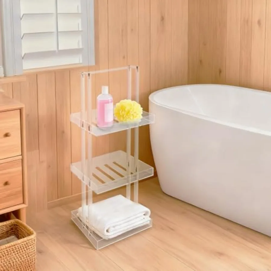 

Standing Corner Shower Caddy 3 Tier Acrylic Shower Shelves Minimalist Shower Organizer for Bathroom Small Space 11'' L X 10'' W