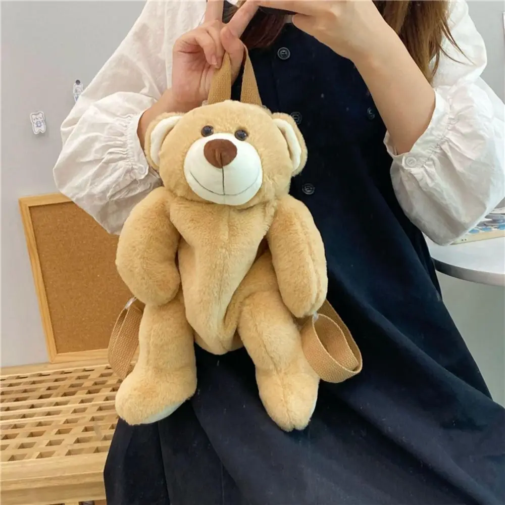 Soft Plush Toy Cartoon Bear Backpack Plush Large Capacity Children School Bag JK Lolita Doll Animal Shoulder Bag Outdoor