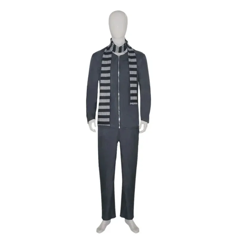 CyMovie DAD Gru Masks Cosplay Costume Gru Cospaly Coat Pants Scarf Mask for Men Disguise Party Fantasy Outfits Halloween Dress-U