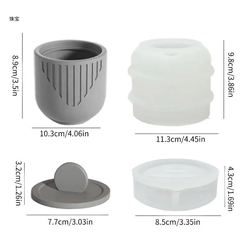 X5QE Storage Box with Lids Silicone Mold DIY Cup Molds DIY Bottles Jar Gypsum