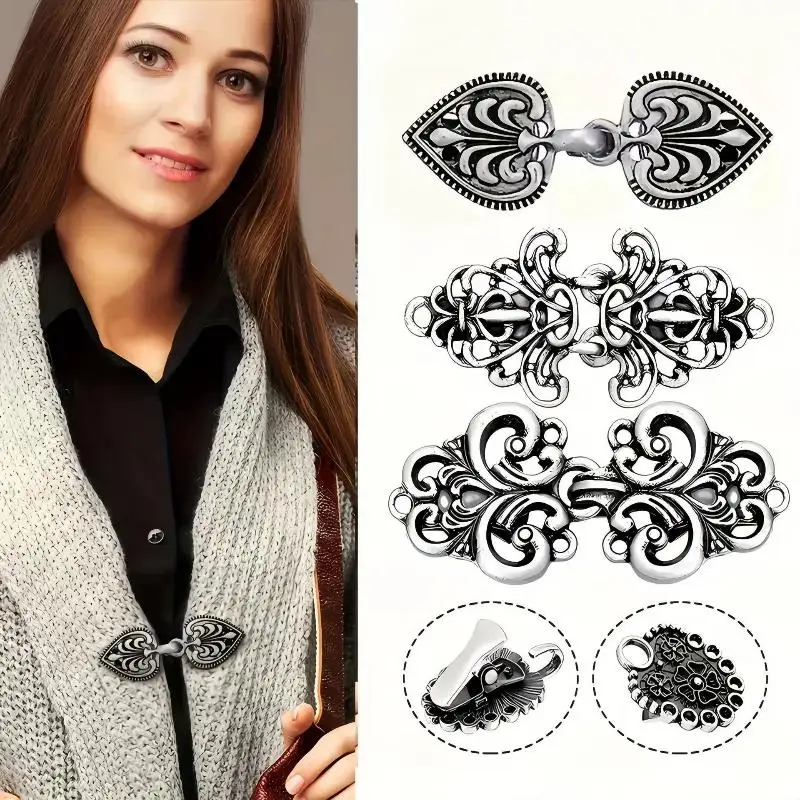 Fashion Winter Retro Sewing Cardigan Clip Sweater Blouse Pin Shawl Brooch Clip Clasps Casual Party Accessories Gift