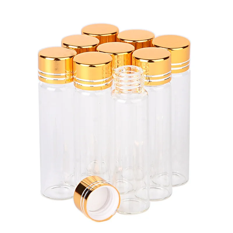 400pcs 2ml 3ml 4ml 6ml Spice Jars Glass bottle with Golden Caps Glass vessels Potion bottles Perfume Bottle for Wedding favors