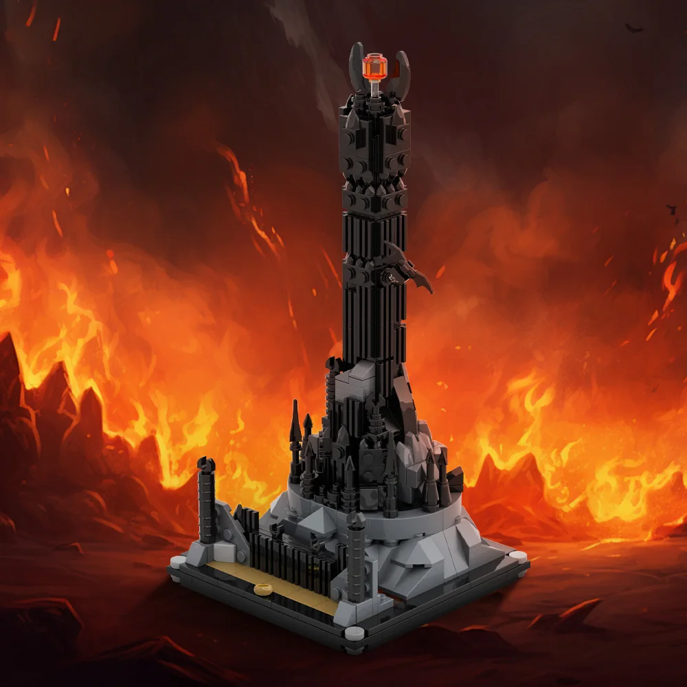 MOC película The Ringss Barads Dur modelo de bloques de construcción Castillo negro arquitectura Mordor Territorio ladrillos juguete ensamblado regalo para niños