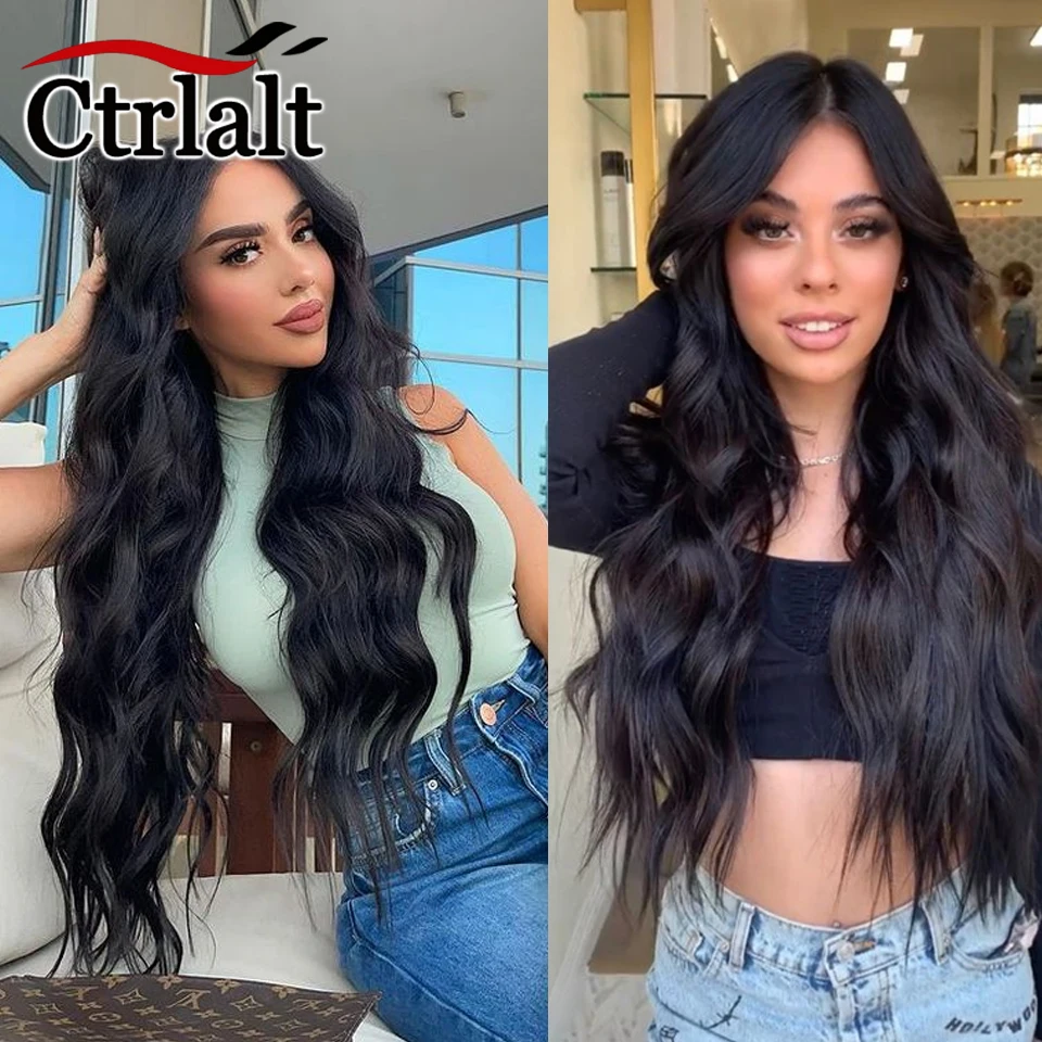 Synthetic 3 Clips In Topper Straight Hairpiece Black Brown Women Fake Hair Clip In Hair Extensions With Bangs Fake Hairpiere