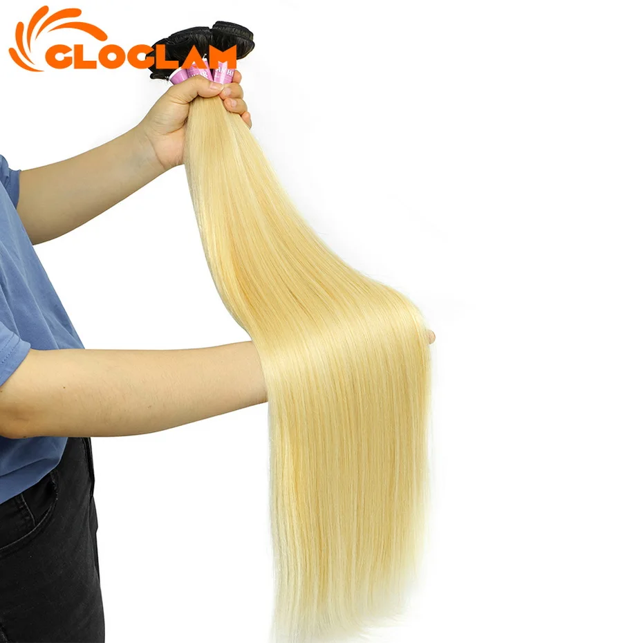 Ombre Blonde 1B 613 Straight Bundles Human Hair Double Drawn Raw Vietnamese Hair Bundles Dark Roots Colored Ponytail Extensions