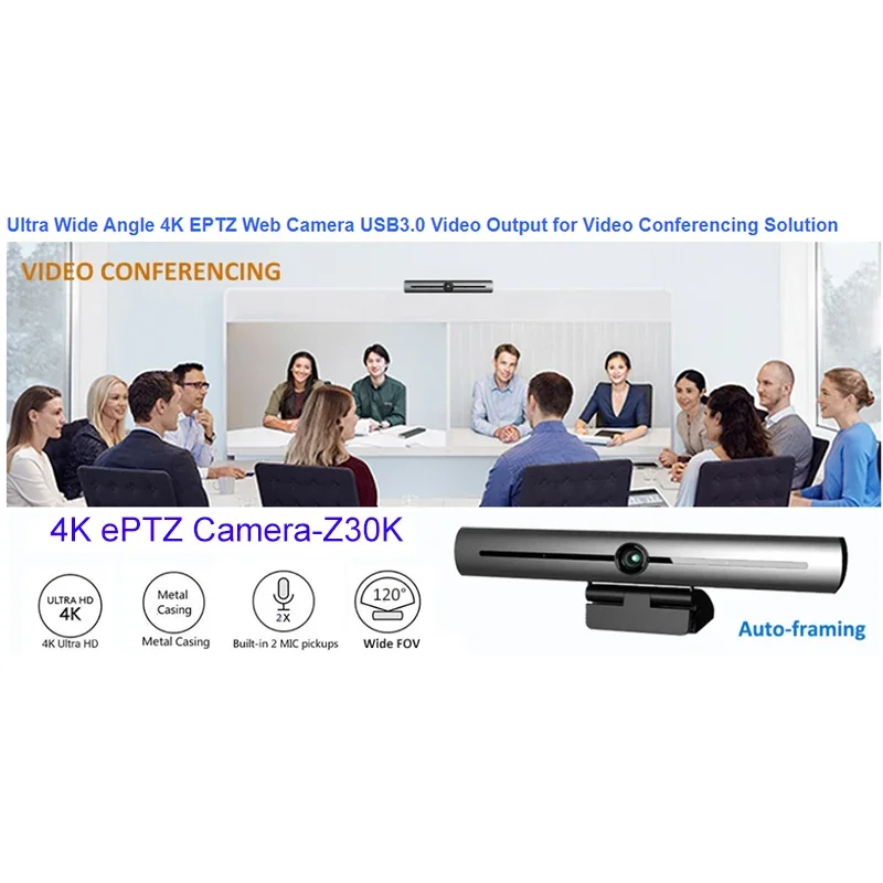 Best Haiwei USB3.0 Webcam Wide Angle 4K EPTZ Camera With Mic HDMI Output For Video Conference Telemedicine And Education Broadca
