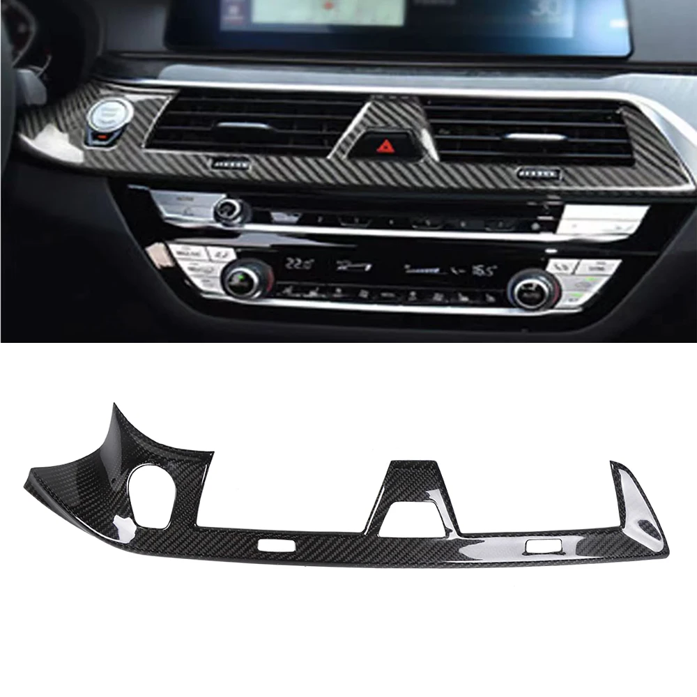 Real Dry Carbon Central Dashboard Strip Trim Dash Cover For BMW 5 Series G30 2019up Interior Accessories