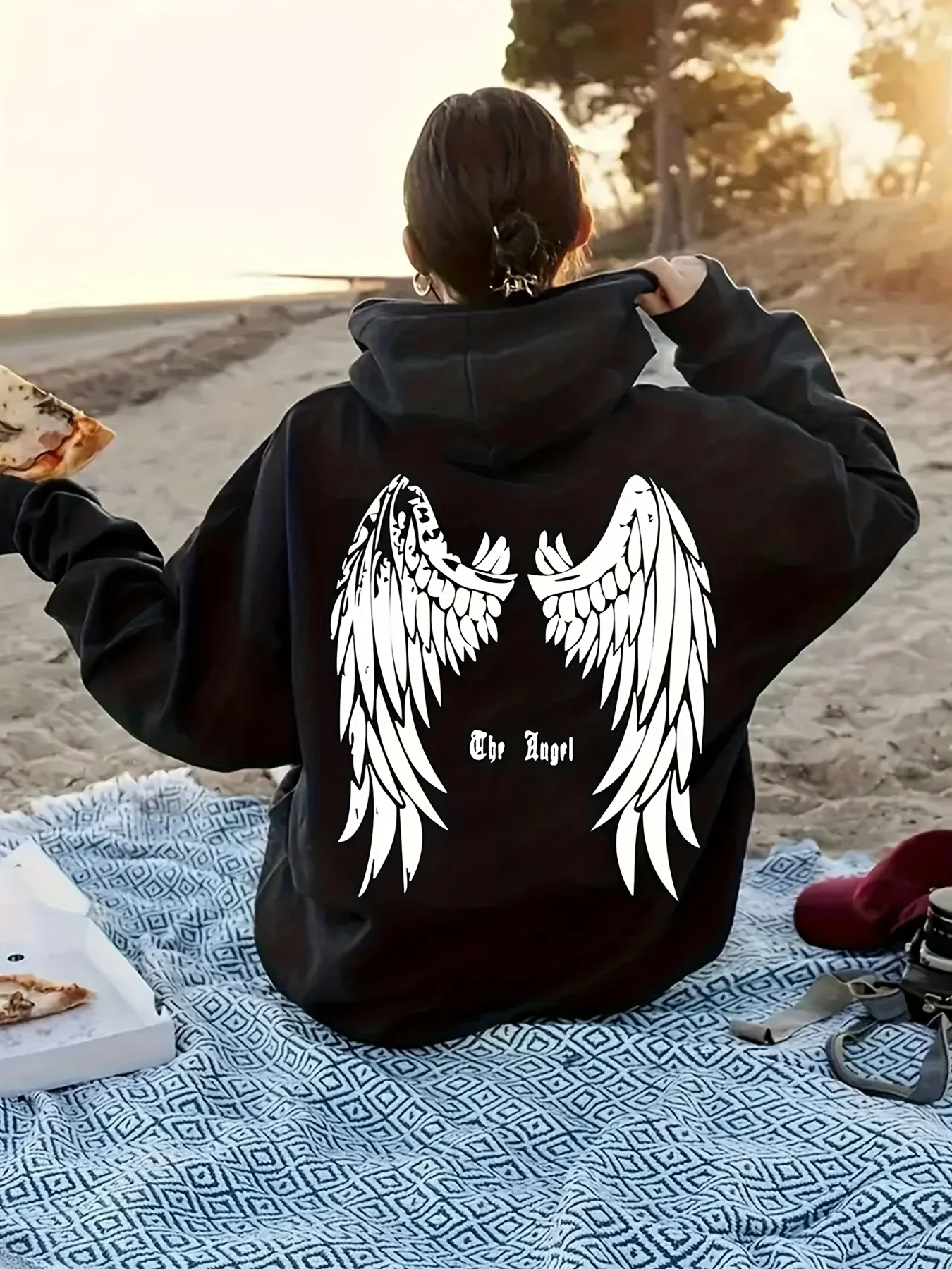 

Angel Wings Graphic Printing Autumn and Winter Cotton Men's and Women's Hoodies Casual Outdoor Street Sports Loose Training