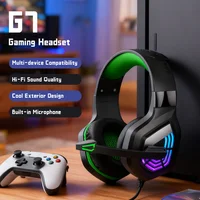 Auriculares para juegos G7 con micrófono con cancelación de ruido, sonido envolvente, luces LED con cable para jugadores, auriculares estéreo con graves envolventes SVirtual