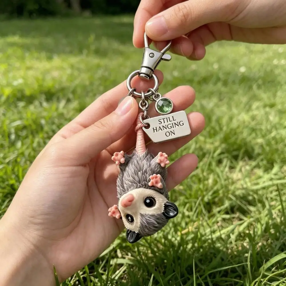 Pendant Deform-resistant Charm Acrylic Possum Keychain Pendant with Furry Texture Lightweight Metal Lobster Clasp for Suitcases